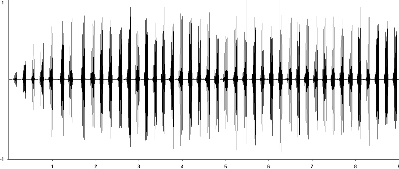 Oscillogram of Bog Bush-cricket stridulation