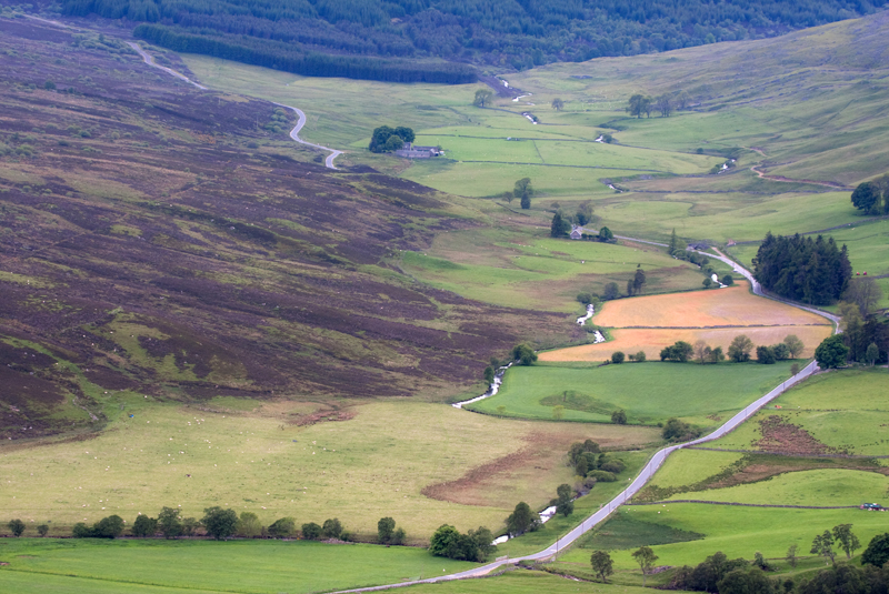 Eastern end of Glen Brerachan with moorland, rough sheep-grazed and improved cattle pasture  Fraser Simpson
