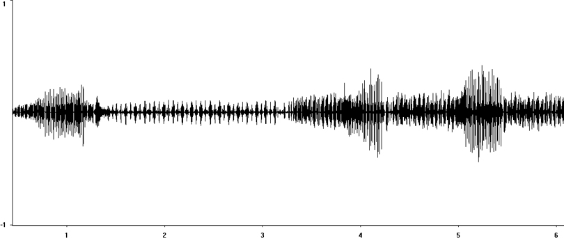 Oscillogram of Lesser Marsh Grasshopper courtship stridulation