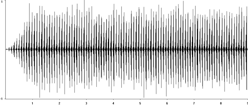 Oscillogram of Common Wart-biter stridulation